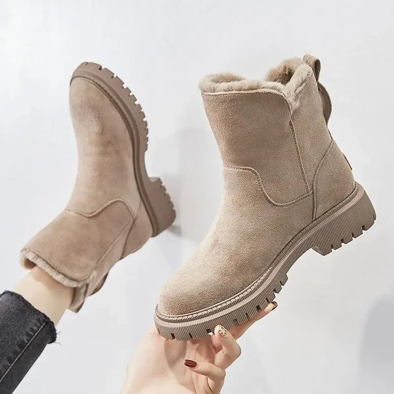 YBQJOO Women's Winter Snow Boots – Warm Anti-Slip Ankle Boot Women's Snow Boots Axl Apricot 42