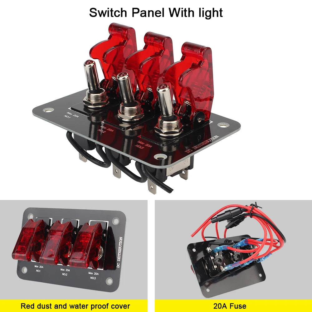 12V–24V Toggle Switch Panel 20A | Car Truck Caravan Waterproof Toggle Switch Panel Axl