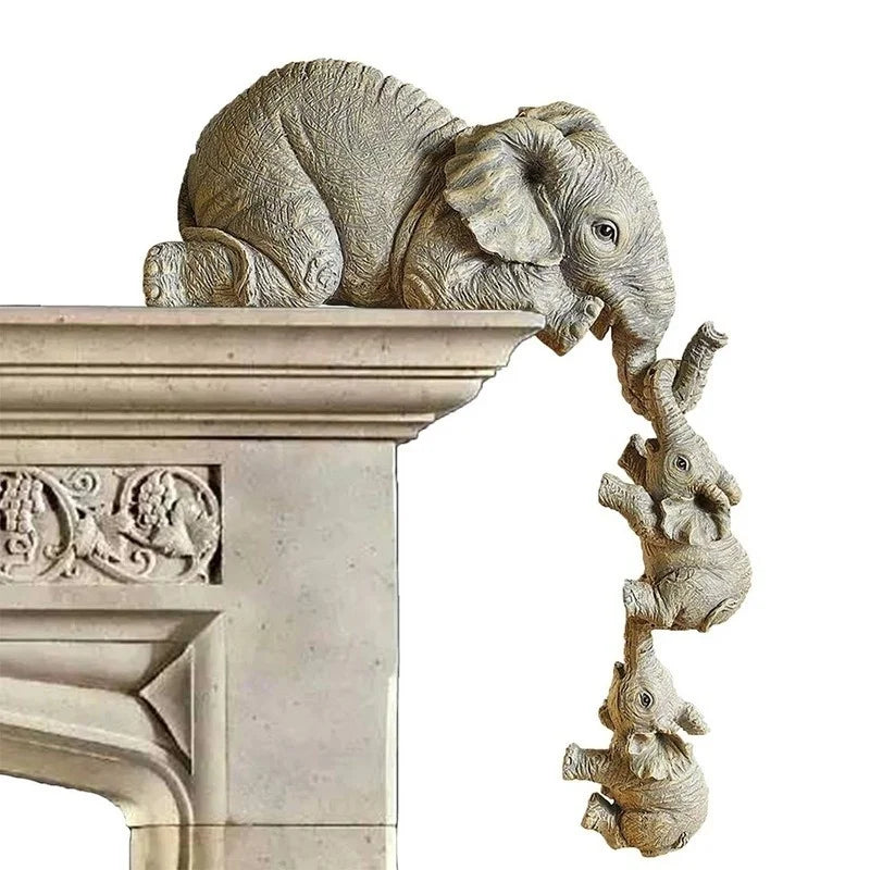 3-Piece Elephant Figurines Set – Resin Animal Home Décor Gift Decorative Figurine Set Axl