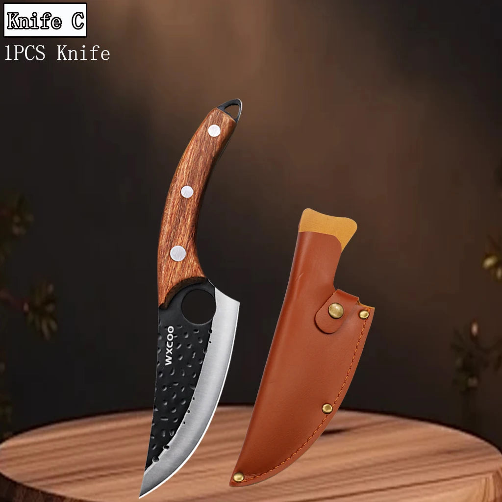 WXCOO Chef Knife Set 1-4PCS | Forged Stainless Steel Knives Kitchen Knife Set Axl Knife C