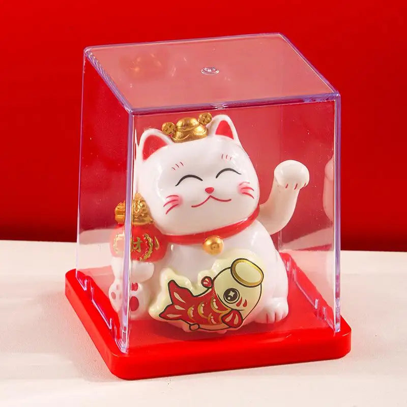 Solar Lucky Beckoning Cat Ornament – Home & Office Décor Solar Cat Ornament Axl A5