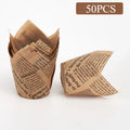 50-Pack Newspaper Tulip Cupcake Liners – Grease-Proof Baking Cups Cupcake Liners Axl brown letters