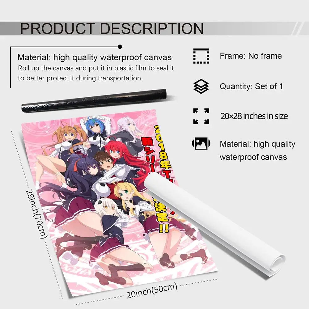 Anime High School DxD Unframed Canvas Wall Art Poster Canvas Wall Art Axl