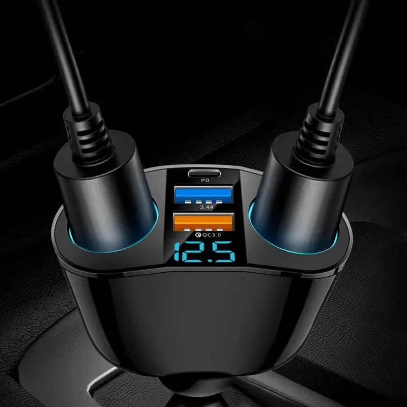 Dual-Port Car Charger PD 20W + QC 3.0 with Digital Display Car Charger Adapter Axl