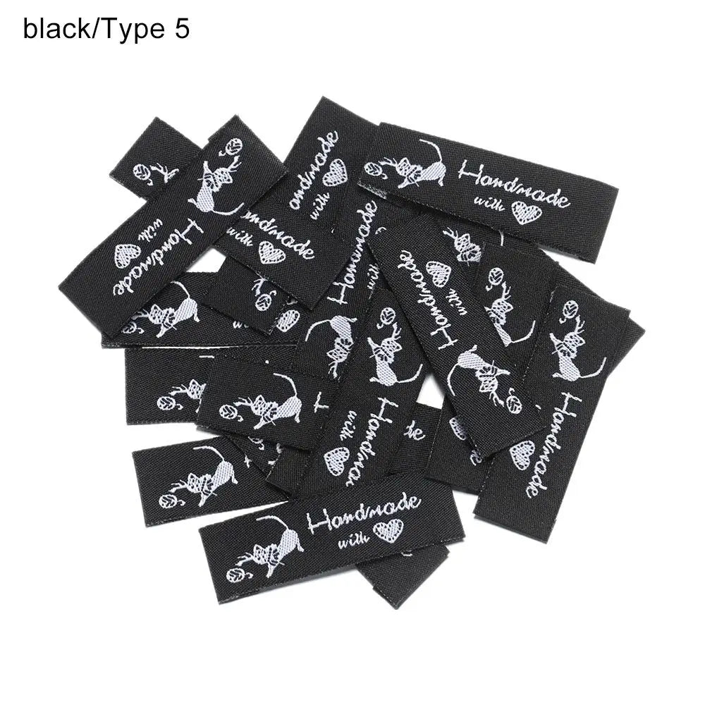 50 PCS Handmade With Love Embroidered Clothing Labels – Cat & Heart Clothing Labels Axl black-Type 5