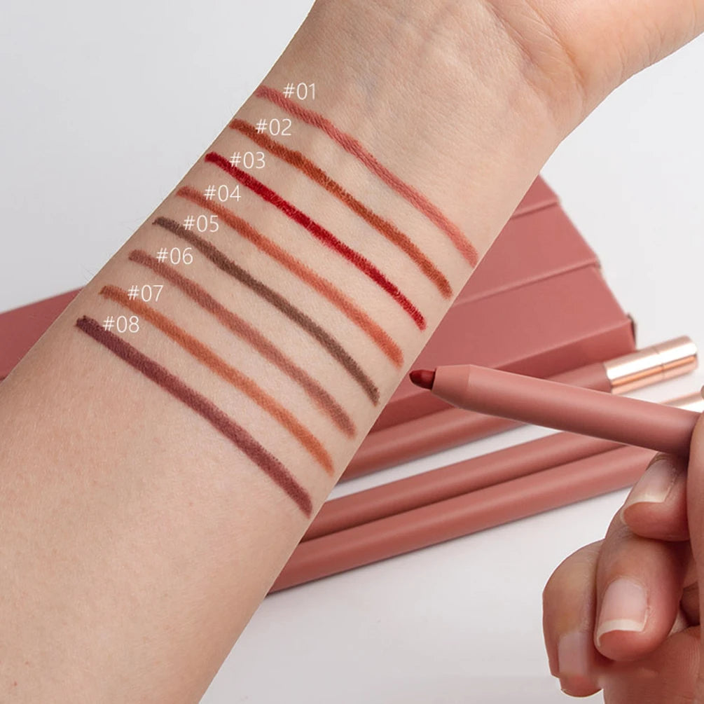 Vegan Matte Nude Lip Liner – Waterproof Long-Lasting Pencil Lip Liner Pencil Axl 08 100pcs with logo