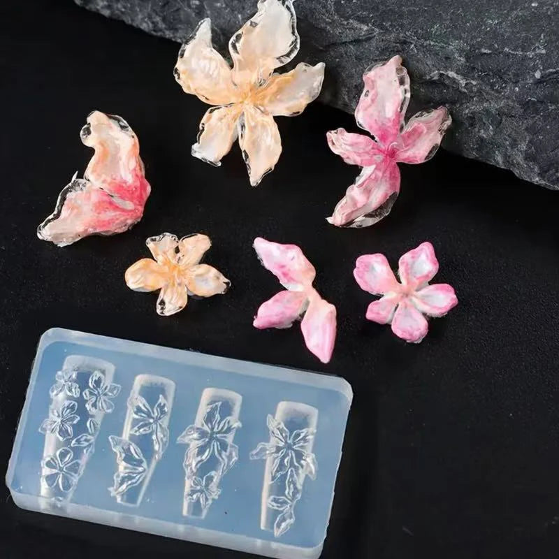 3D Silicone Nail Carving Mold – Lily & Ice Flower DIY Art Nail Art Mold Axl