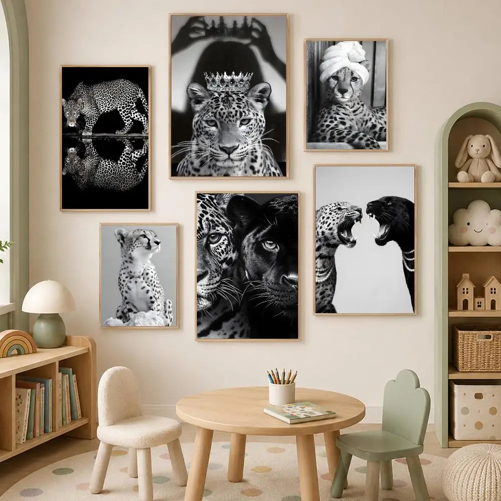 Black & White Leopard Self-Stick Wall Art Poster | Waterproof Wall Art Poster Axl