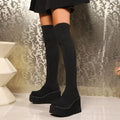 Women's Over-the-Knee Stretch Sock Boots | Wedge Heel Over-the-Knee Boots Axl black 35