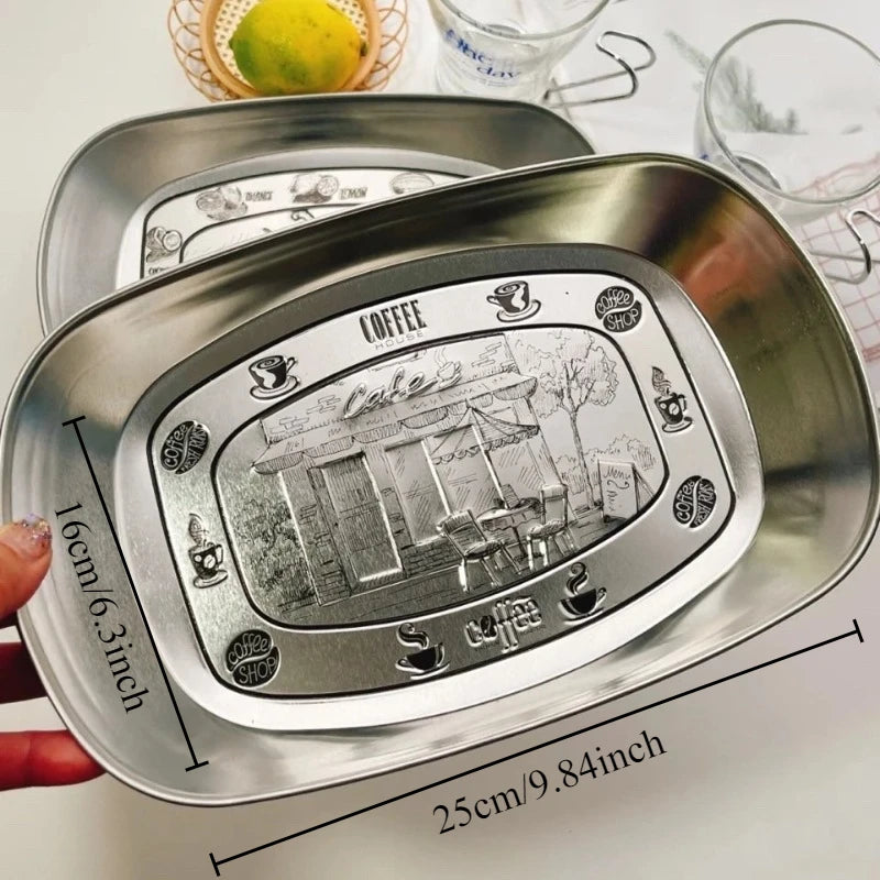 European Retro Stainless Steel Snack & Fruit Serving Tray Serving Tray Axl