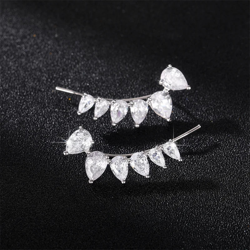 Huitan Crystal Pear CZ Drop Earrings – Silver-Tone Women Drop Earrings Axl