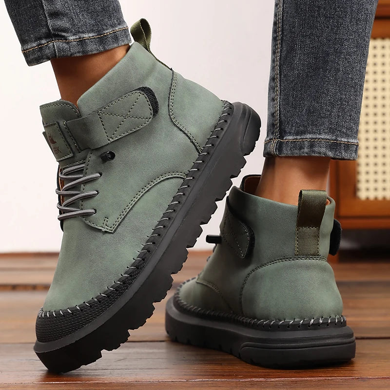 Women's Handmade Leather Lace-Up Platform Loafers – Wide Toe Platform Loafers Axl
