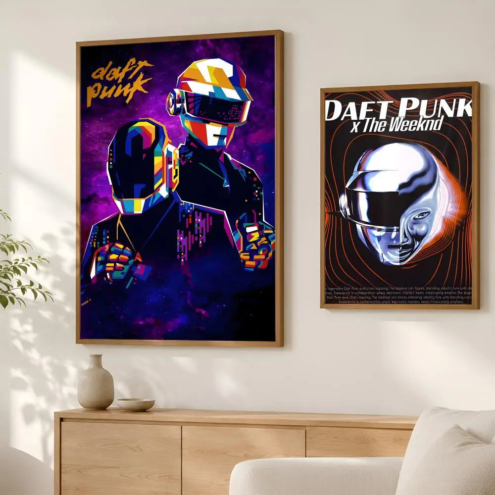 Daft Punk HD PVC Wall Poster – Self-Stick Waterproof Wall Art Wall Art Poster Axl