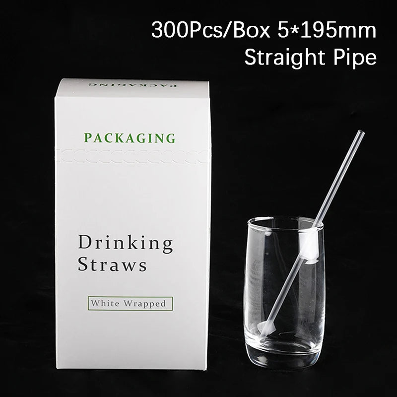 100/300 Pcs Individually Wrapped PP Jumbo Drinking Straws Drinking Straws Axl straight pipe 300pcs