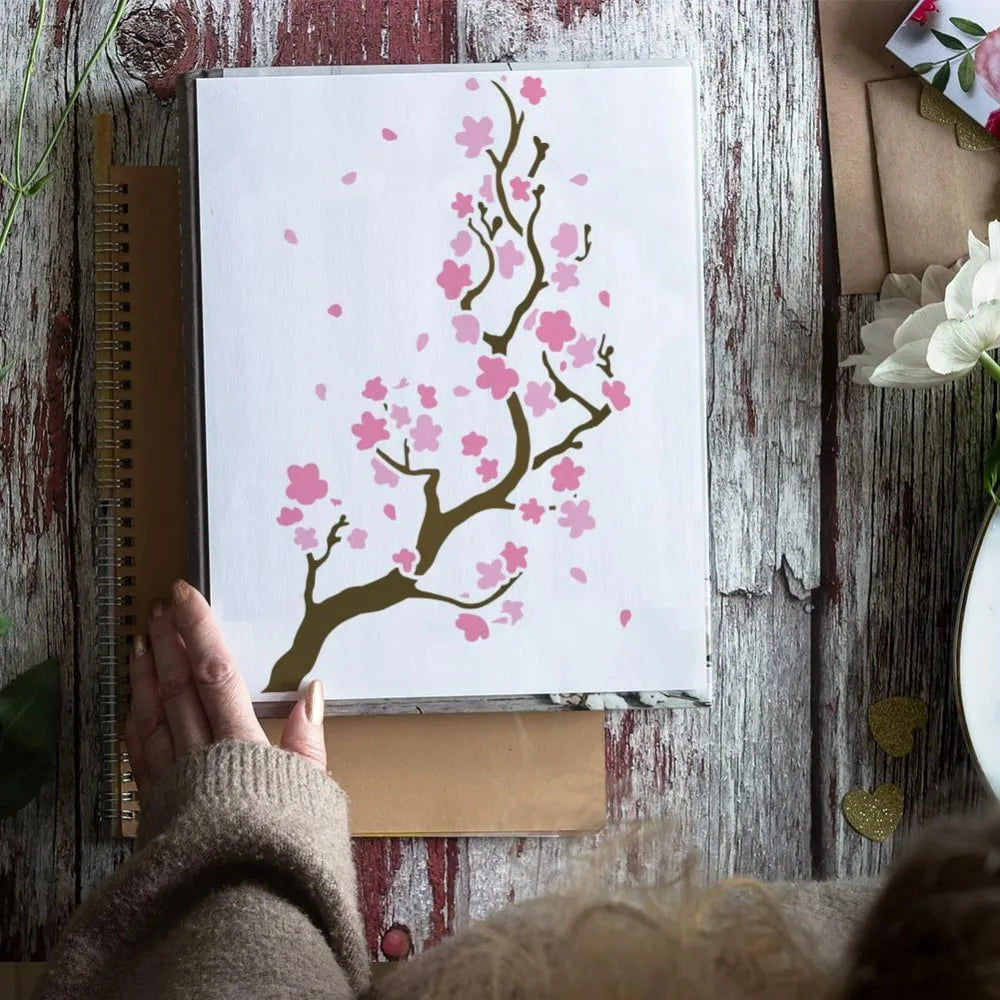 Cherry Blossom Tree Stencil – Large 8.3x11.7" Reusable PET Craft Stencil Axl