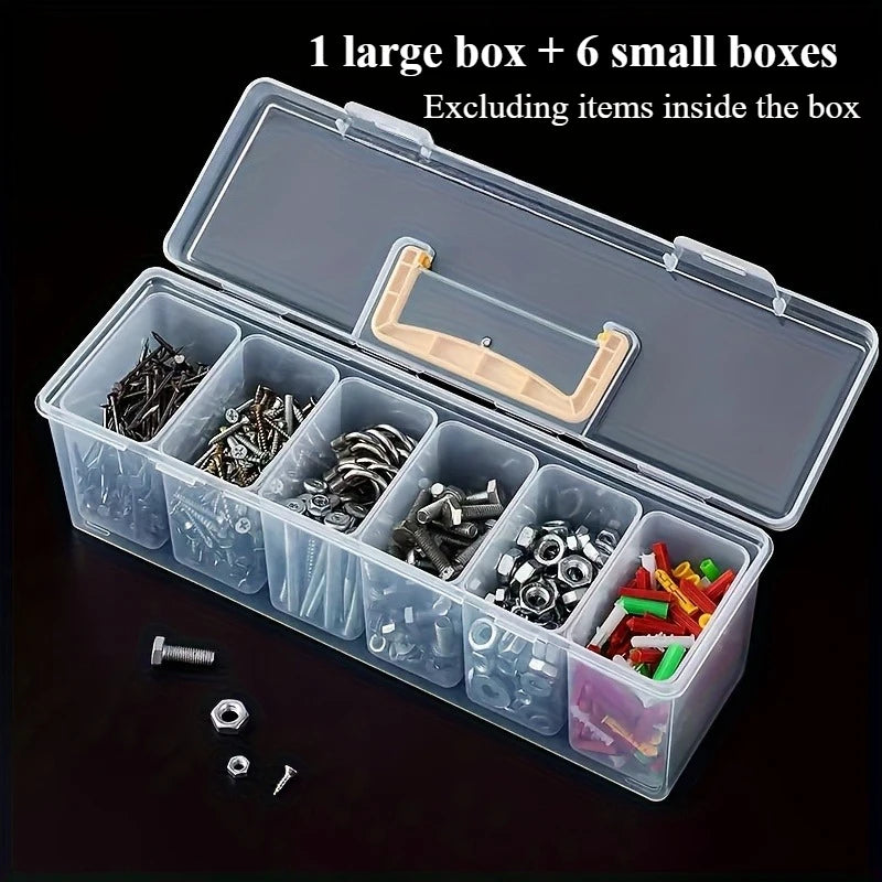 7-Piece Multi-Compartment Tool Parts Storage Box Organizer Parts Storage Organizer Axl Transparent-7pcs