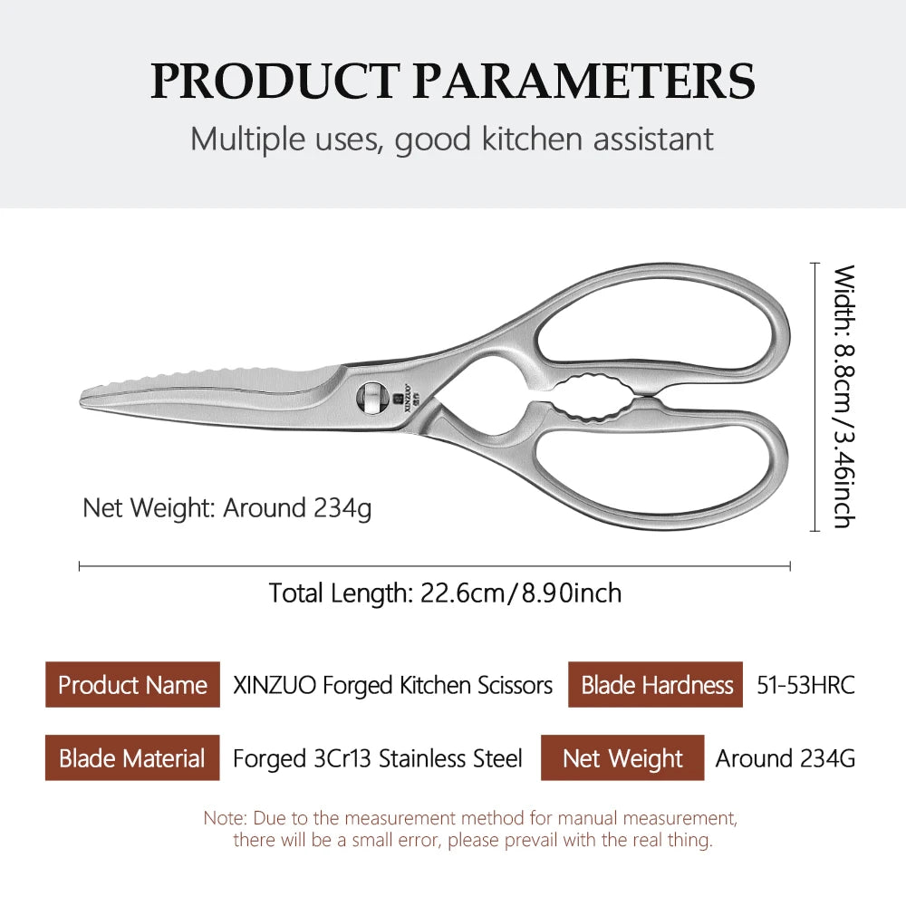 XINZUO Kitchen Scissors – Forged 3Cr13 Steel Removable Blades Kitchen Scissors Axl