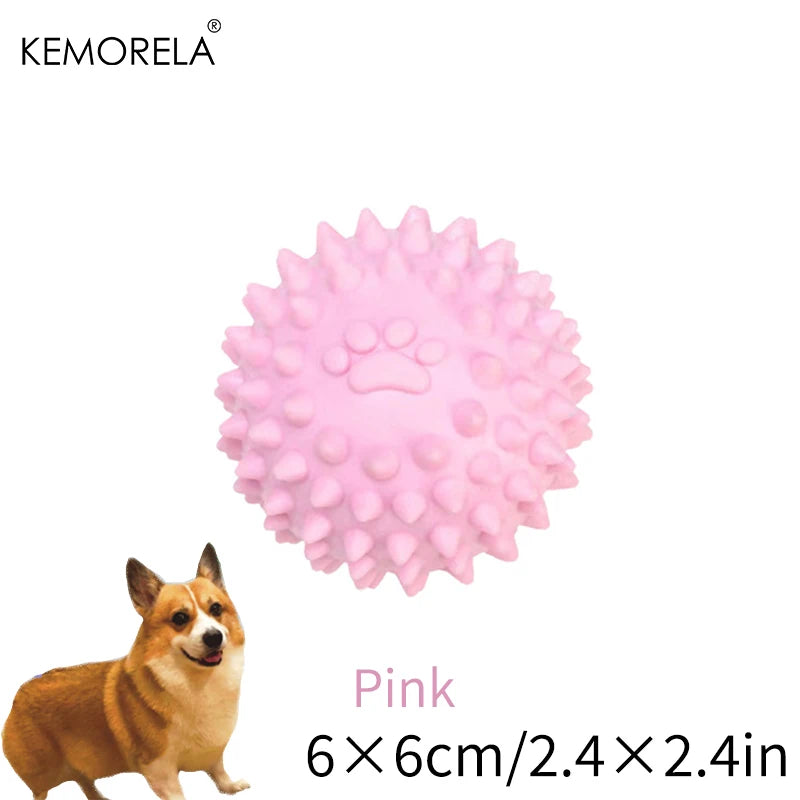 KEMORELA Dog Paw Print Thorn Ball TPR Chew Toy – Small Dogs Dog Chew Toy Axl Pink