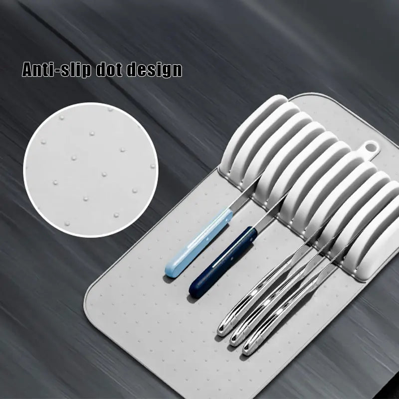 Non-Slip Knife Drawer Organizer Mat – 5 & 11 Slot Holder Knife Drawer Organizer Axl