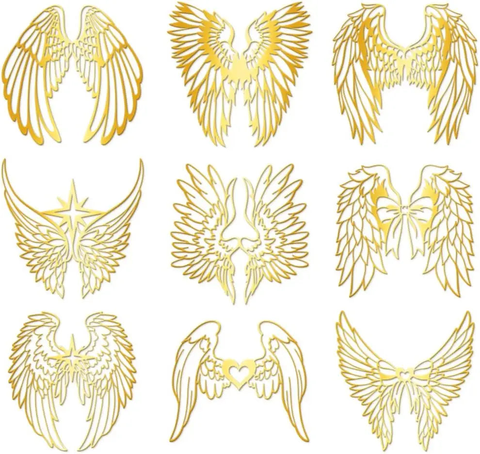 9-Piece Angel Wing Metal Stickers for Scrapbooks & DIY Crafts Craft Metal Stickers Axl AECH04-16856
