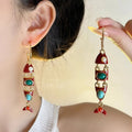 Red Enamel Fish Tassel C-Hoop Earrings | Ethnic Boho Style Hoop Earrings Axl Default Title