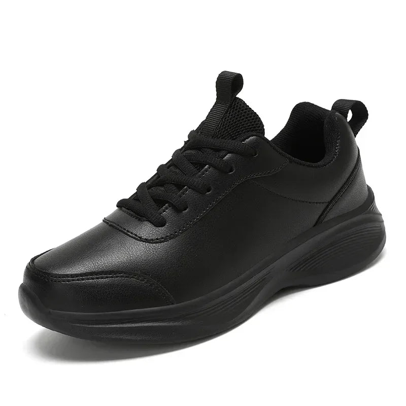 Men's PU Leather Non-Slip Casual Sneakers | Lace-Up Trainers Casual Sneakers Axl All black 36