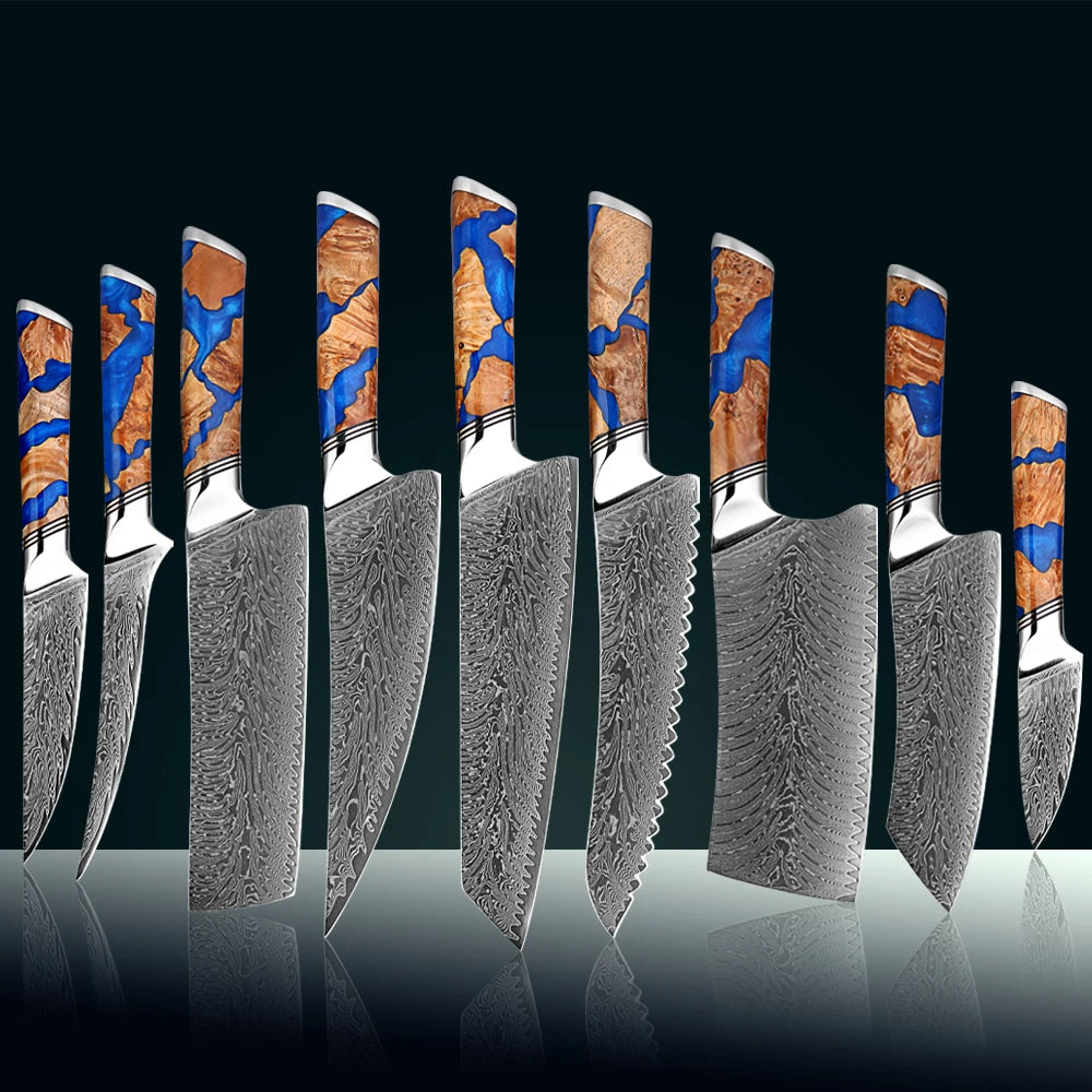 XITUO Damascus Chef Knife Set – 67-Layer VG10 Steel, 1–9 Pcs Damascus Knife Set Axl