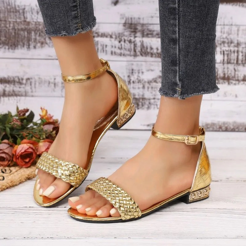 Women's Woven Ankle Buckle Gladiator Sandals – Casual Flat Women's Sandals Axl