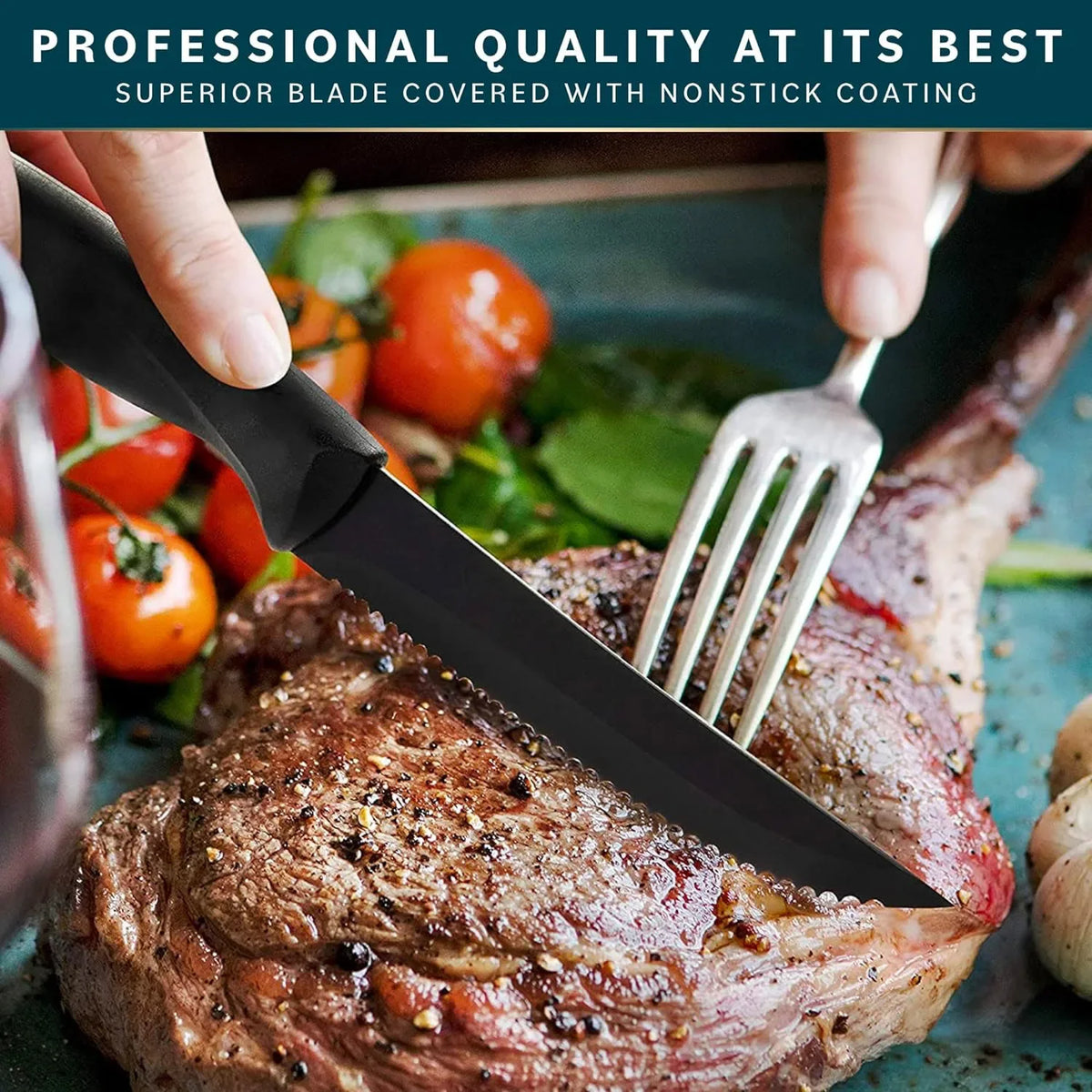 YRIDEFE Serrated Steak Knife Set – Stainless Steel 2/4/6/8 Pc Steak Knife Set Axl