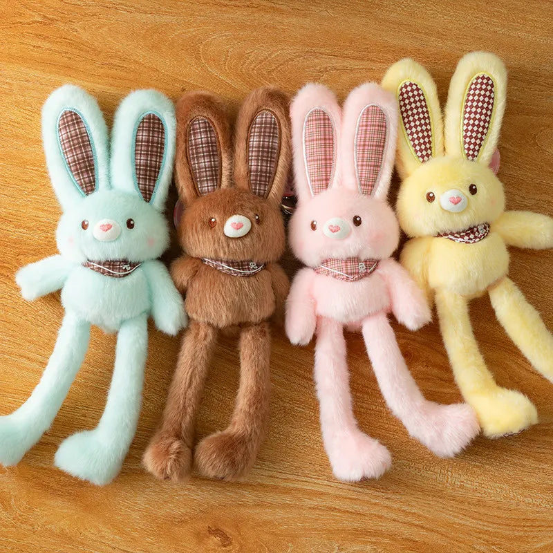 Easter Plush Bunny Keychain – Pullable Ears Rabbit Bag Charm Plush Bag Charm Axl