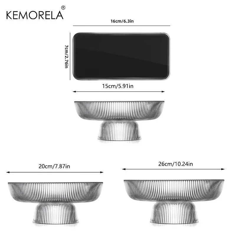 Clear Ribbed Glass Pedestal Fruit Bowl – Elegant Kitchen Decor Glass Pedestal Bowl Axl