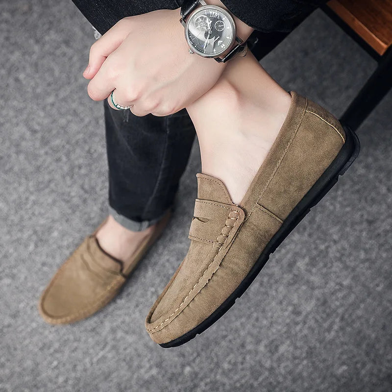YBQJOO Men's Leather Moccasin Loafers | Lightweight Slip-On Shoes Men's Leather Loafers Axl