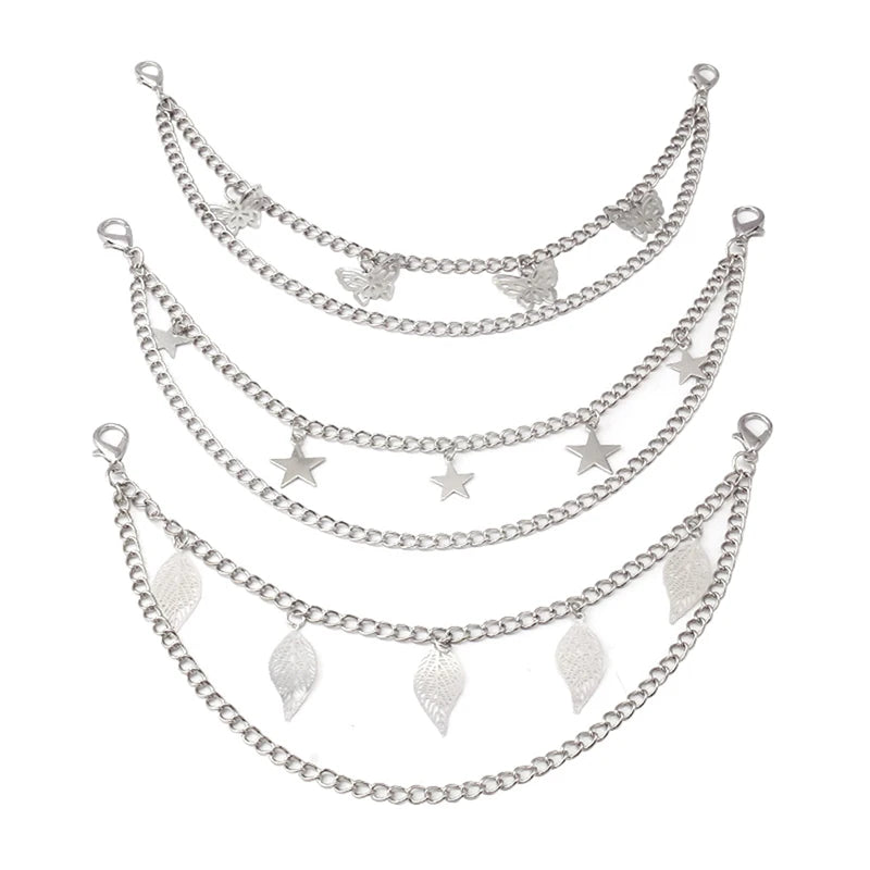 Multi-Layer Metal Chain Bag Strap – Butterfly Heart Star Pendant Bag Chain Strap Axl