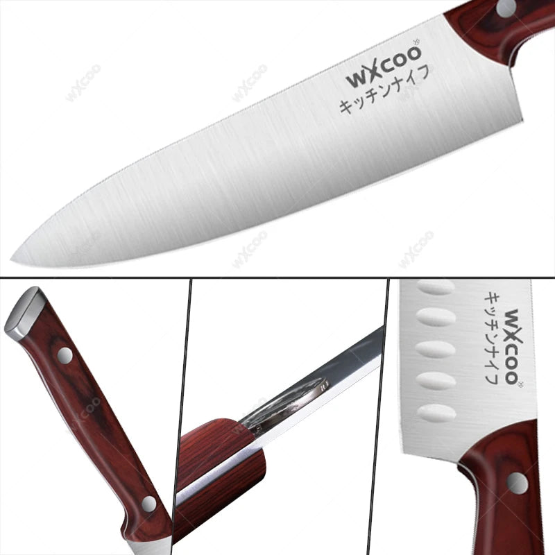 WXCOO Japanese Chef Knife Set – Sharp Stainless Steel Kitchen Chef Knife Set Axl