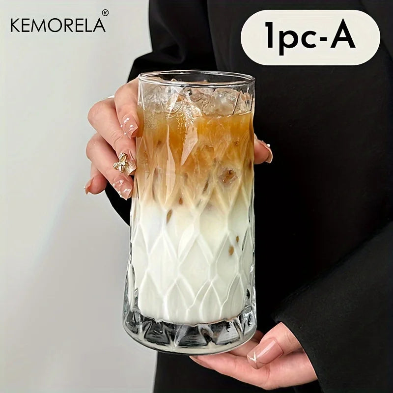 KEMORELA 500ml Diamond Glass Cup – Coffee, Whisky & Drinks Glass Drinkware Axl A 401-500ml
