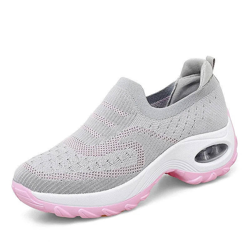 YBQJOO Women's Breathable Mesh Slip-On Flat Sneakers Casual Flat Sneakers Axl GRAY 38