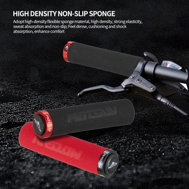 MTB Bike Handlebar Grips – Aluminum Lock-On Ergonomic Foam Bike Handlebar Grips Axl