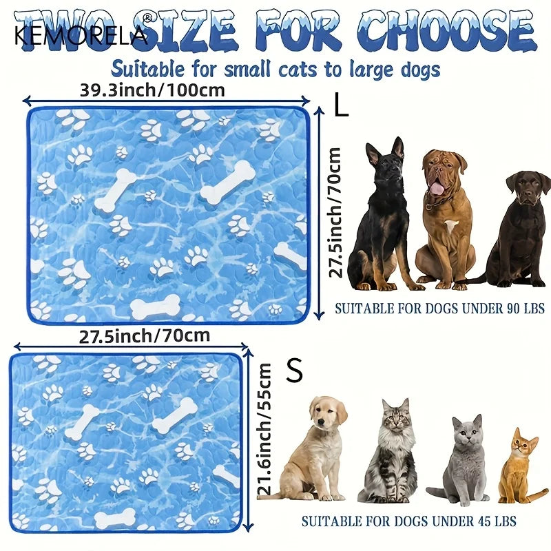 KEMORELA Large Dog Cooling Mat – Ice Silk Self-Cooling Pad Pet Cooling Mat Axl
