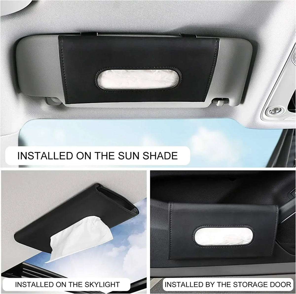 Car Sun Visor Tissue Holder – PU Leather Auto Organizer Car Interior Organizer Axl