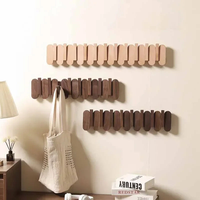 Piano Key Wall-Mounted Coat Rack – 12-Hook Oak Wood Organizer Wall-Mounted Coat Rack Axl
