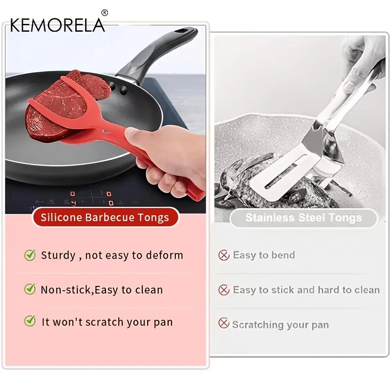 2-in-1 Flip Spatula Tongs – Non-Stick Nylon Egg & Pancake Flipper Spatula Tongs Axl