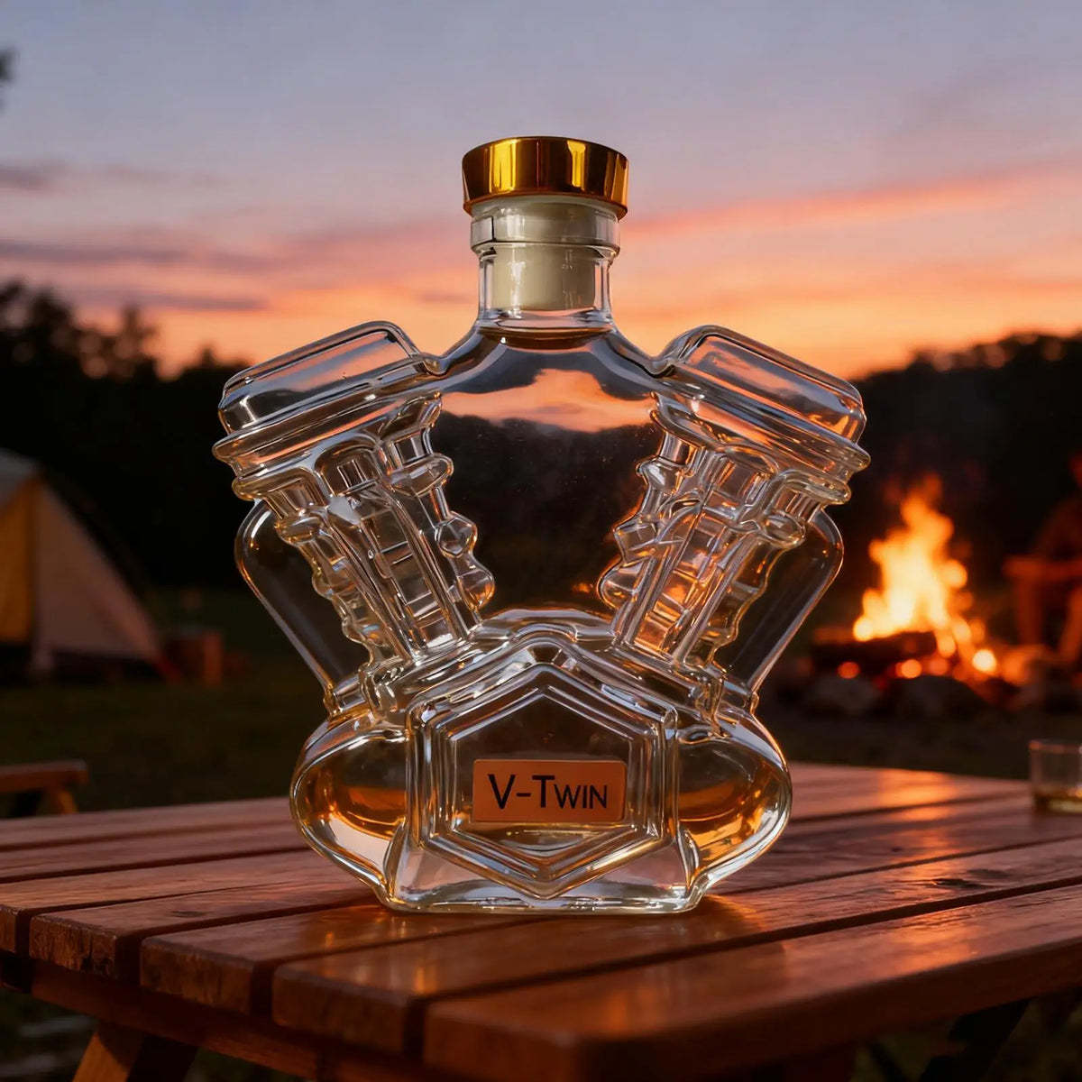 V-Twin Motorcycle Engine Whiskey Decanter | Crystal Glass Whiskey Decanter Axl