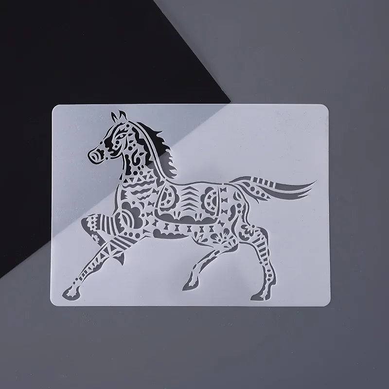 Animal Theme Drawing Stencils – DIY Painting Templates 8-Pack Drawing Stencil Set Axl horse