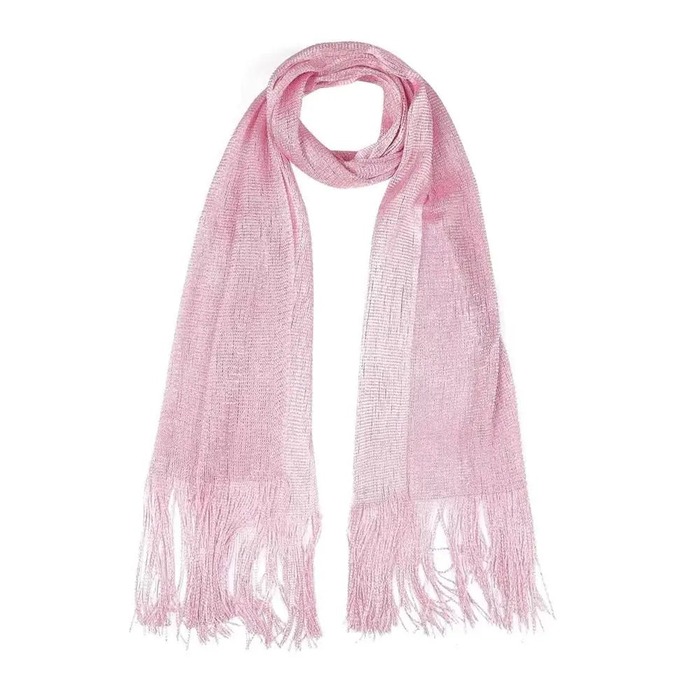 Lace Tassel Sheer Shawl Scarf – Gold & Silver Shimmer Fashion Scarf Axl