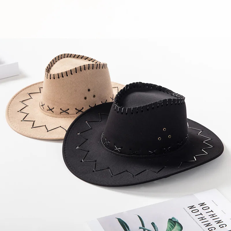 Wide Brim Western Cowboy Hat – Unisex Faux Suede Sun Hat Western Cowboy Hat Axl