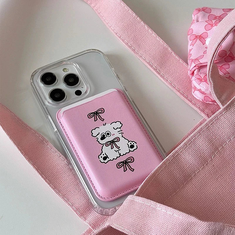 Dog Cartoon Magnetic Wallet Case iPhone 14 & 15 – Card Holder Wallet Phone Case Axl