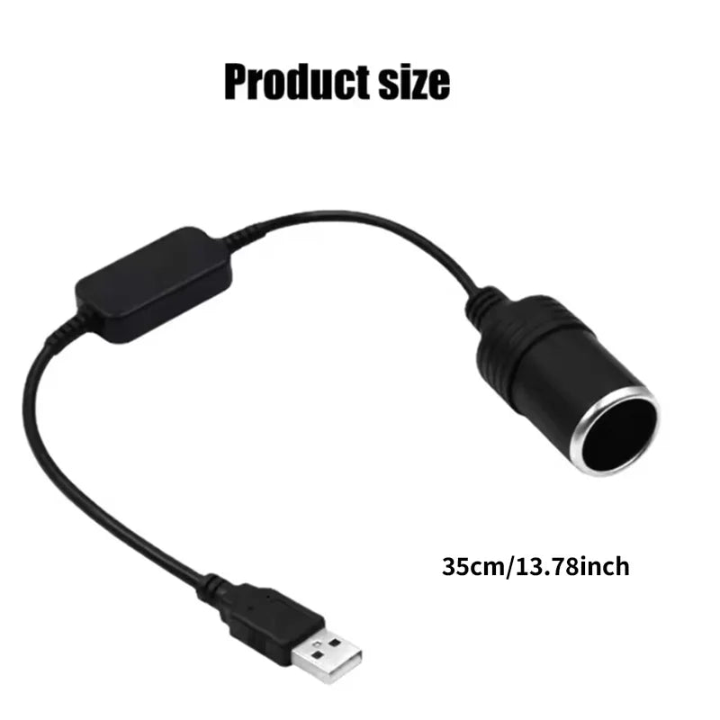USB to 12V Cigarette Lighter Socket Adapter Converter Car Power Adapter Axl