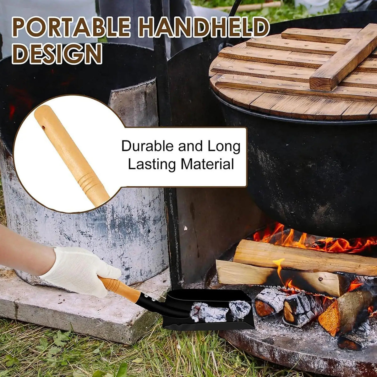 Fireplace Ash Shovel – Wooden Handle Coal Scoop Tool Fireplace Ash Shovel Axl