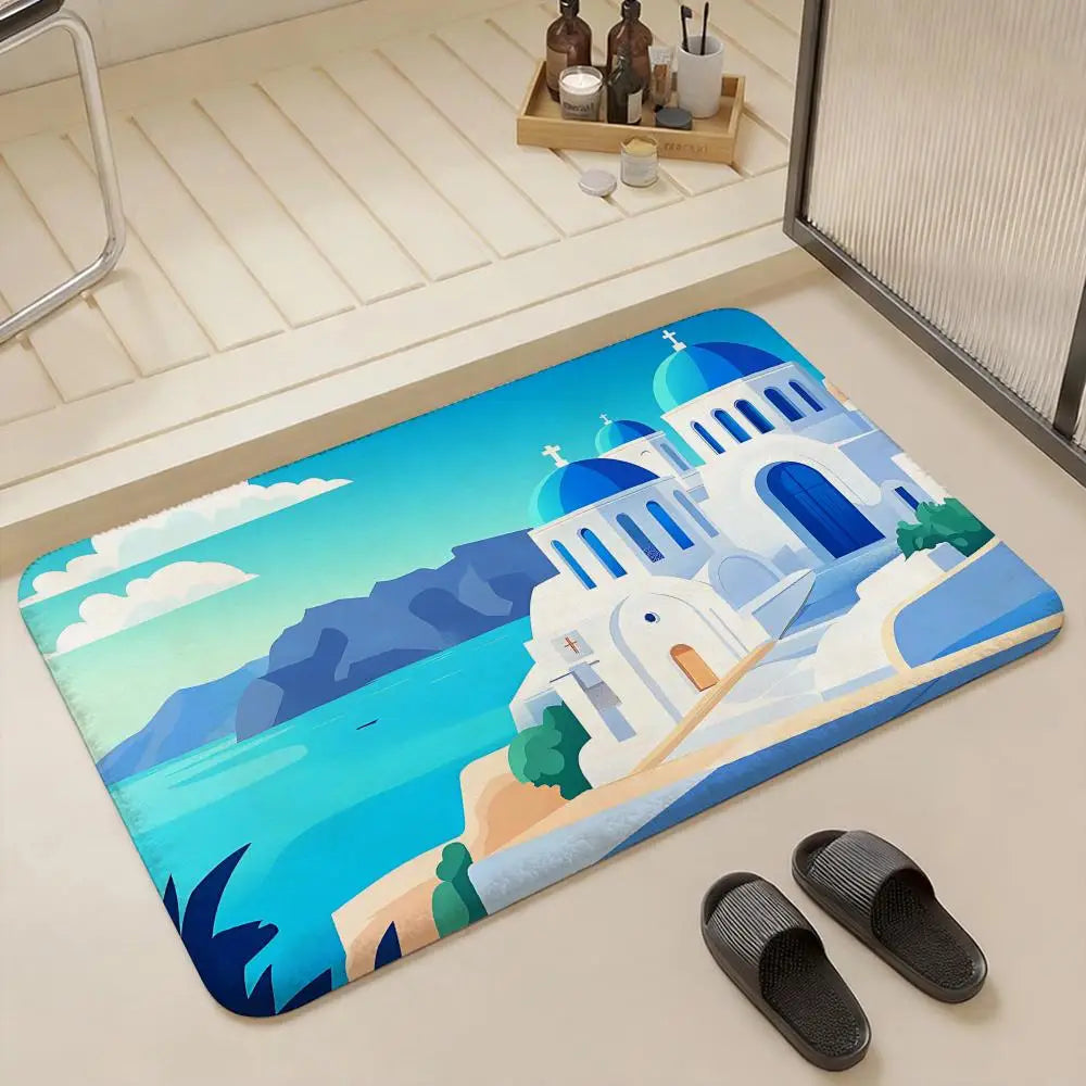 Santorini Flannel Floor Mat – Soft Non-Slip Indoor Rug Indoor Floor Mat Axl