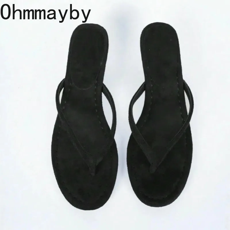 Women's Clip Toe Low Heel Slides – Elegant Summer Beach Slippers Women's Slide Sandals Axl